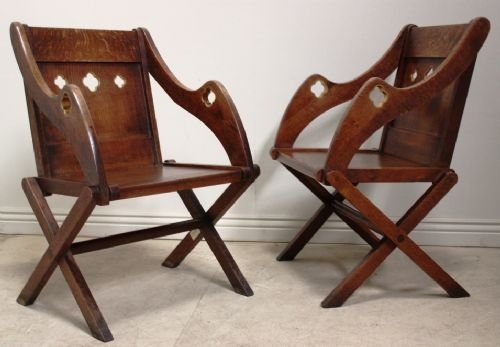 Pair of Antique Oak Glastonbury Chairs